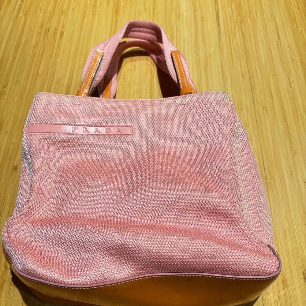 Prada Pink and Orange Mesh Tote